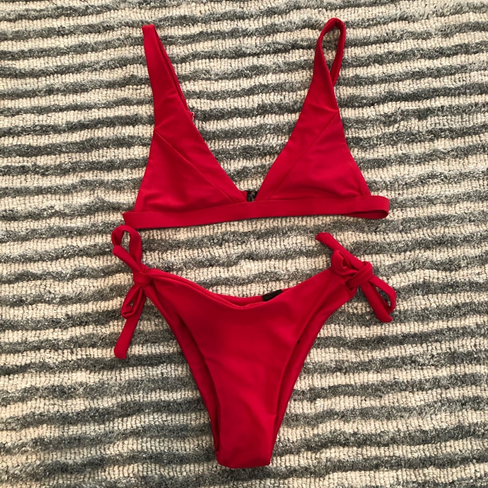 Red Blackbough Bikini Set